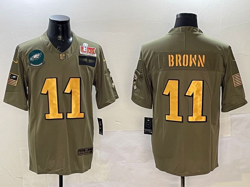 Men Philadelphia Eagles #11 Brown Green gold 2025 Nike Vapor Limited NFL Jersey style 4